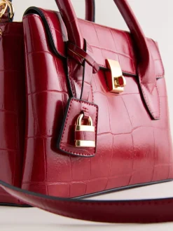 Rood - Handtas met krokodillenleereffect