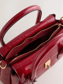 Rood - Handtas met krokodillenleereffect