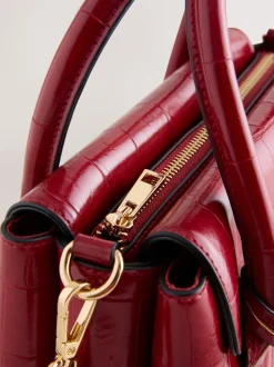 Rood - Handtas met krokodillenleereffect
