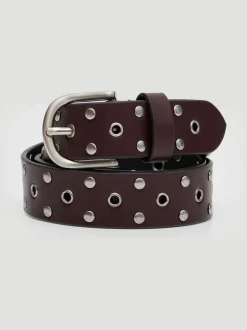 Rood - Hush Leather Studded Eyelet Belt