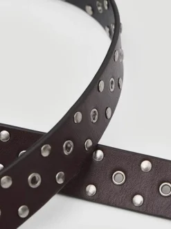 Rood - Hush Leather Studded Eyelet Belt