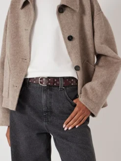 Rood - Hush Leather Studded Eyelet Belt