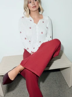 Rood - Jeans met wijde pijpen