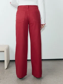 Rood - Jeans met wijde pijpen
