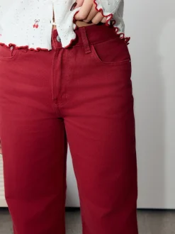 Rood - Jeans met wijde pijpen