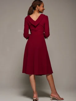 Rood - Jolie Moi Roll Neck Fit & Flare Midi Dress