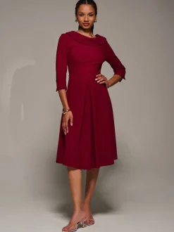 Rood - Jolie Moi Roll Neck Fit & Flare Midi Dress