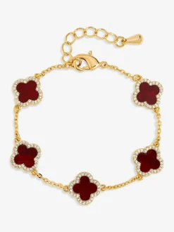 Rood - Jon Richard klaverarmband met zwarte emaille
