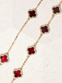 Rood - Jon Richard klaverarmband met zwarte emaille