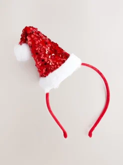 Rood - Kersthoofdband met kerstmanmuts