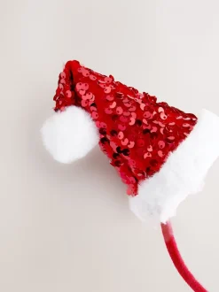 Rood - Kersthoofdband met kerstmanmuts