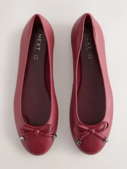 Rood - Leren Ballerina's met ronde neus