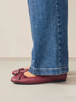 Rood - Leren Ballerina's met ronde neus