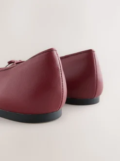 Rood - Leren Ballerina's met ronde neus