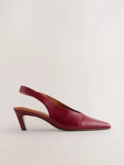 Rood - Leren puntige teen slingback hakken