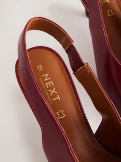 Rood - Leren puntige teen slingback hakken