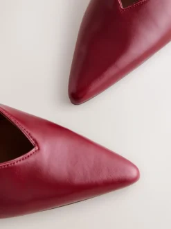 Rood - Leren puntige teen slingback hakken