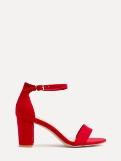 Rood - Linzi Wide Fit Legacy Barely There Closed Back Block Heeled Shoes
