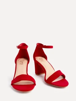 Rood - Linzi Wide Fit Legacy Barely There Closed Back Block Heeled Shoes