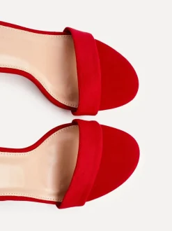 Rood - Linzi Wide Fit Legacy Barely There Closed Back Block Heeled Shoes