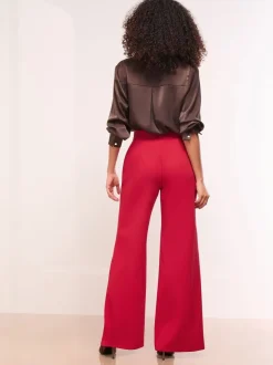 Rood - Lipsy - Broek met wijde pijpen en hoge taille