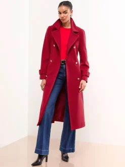 Rood - Lipsy - Maxi-jas met opstaande kraag
