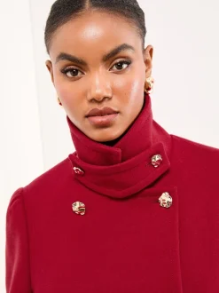 Rood - Lipsy - Maxi-jas met opstaande kraag