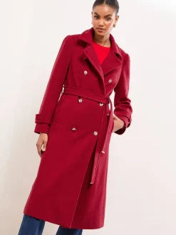 Rood - Lipsy - Maxi-jas met opstaande kraag