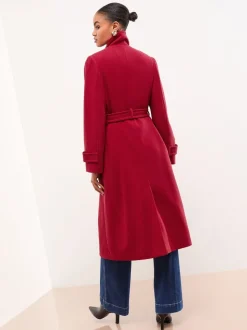 Rood - Lipsy - Maxi-jas met opstaande kraag