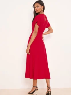 Rood - Lipsy midi-jurk met knoop aan de zijkant