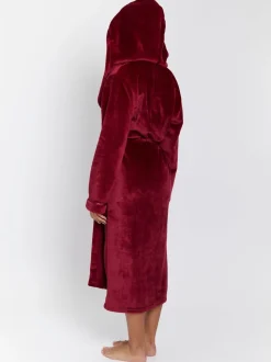Rood - Loungeable Christmas Ribbon Trim Luxury Fleece Hooded Maxi Robe