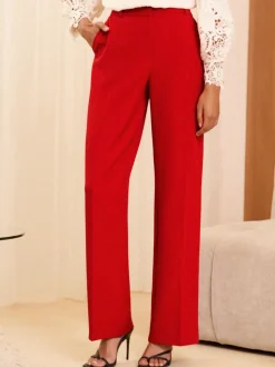 Rood - Love & Roses broek met wijde pijpen