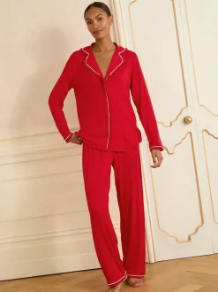 Rood - Love & Roses Button Down Pyjamas Set