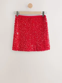 Rood - Mini-rok met lovertjes