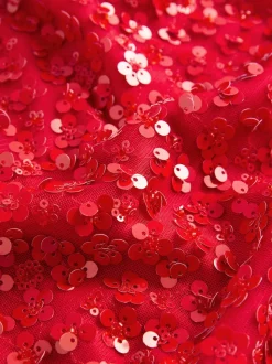 Rood - Mini-rok met lovertjes