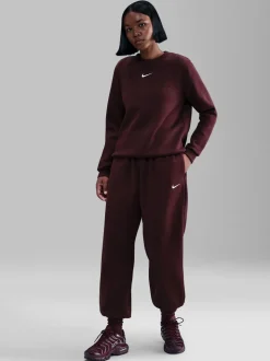 Rood - Nike oversized Phoenix joggingbroek van fleece met hoge taille