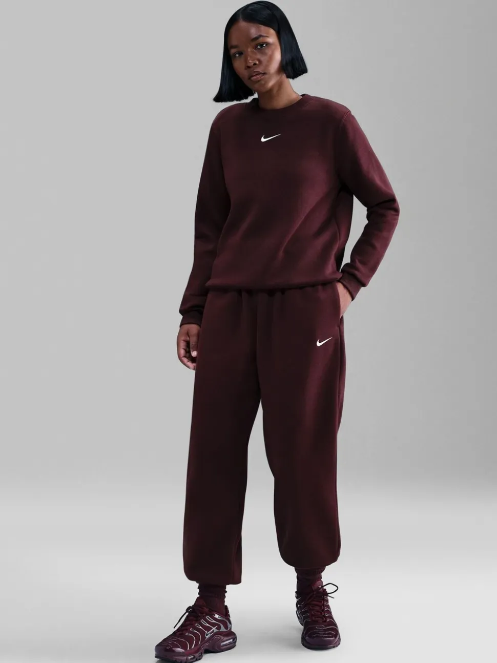 Rood - Nike oversized Phoenix joggingbroek van fleece met hoge taille