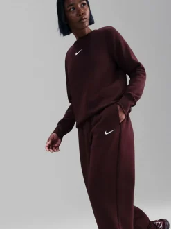 Rood - Nike oversized Phoenix joggingbroek van fleece met hoge taille