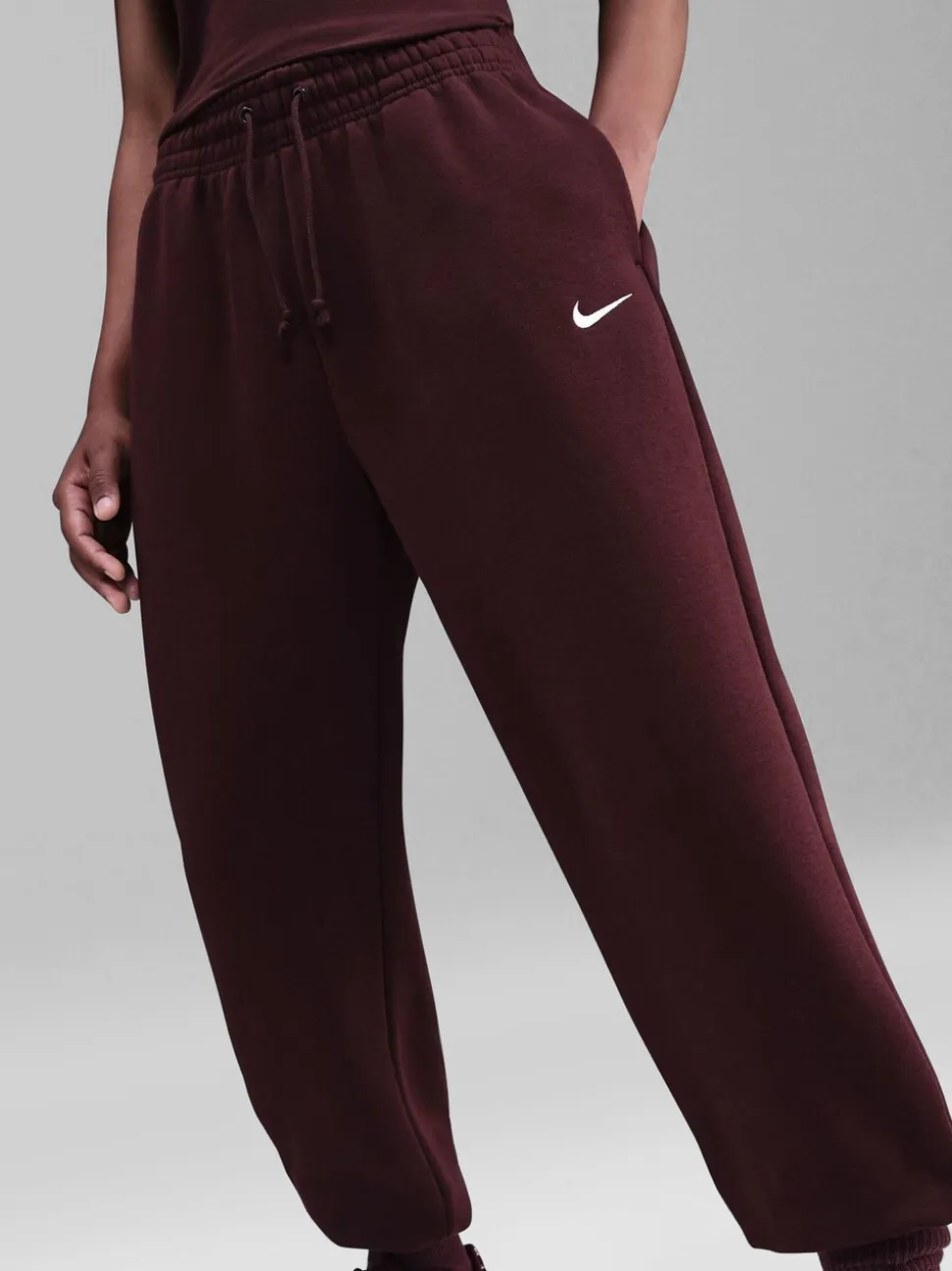 Rood - Nike oversized Phoenix joggingbroek van fleece met hoge taille