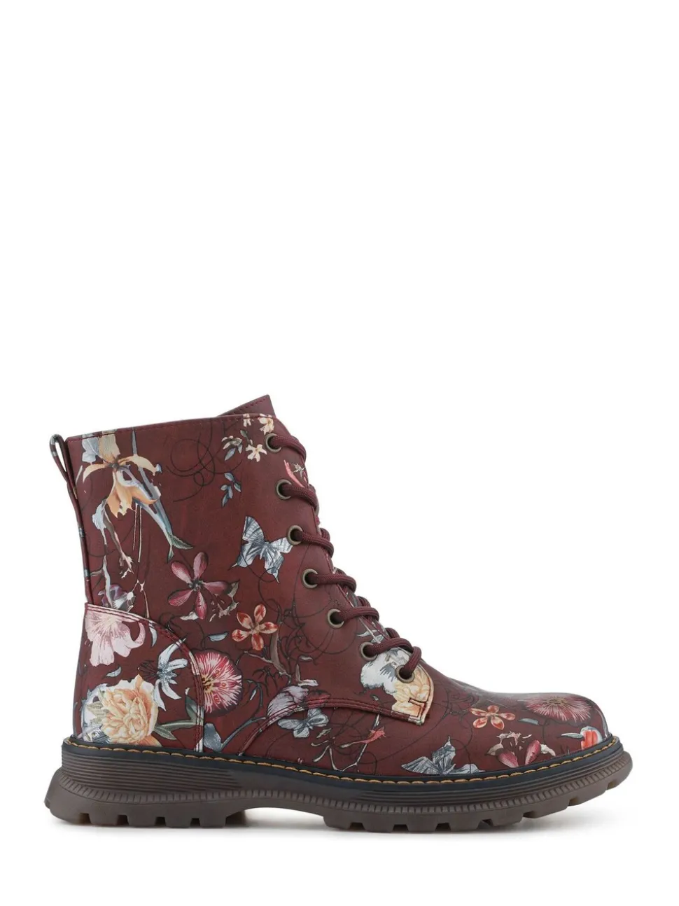 Rood - Pavers Lace Up Floral Boots