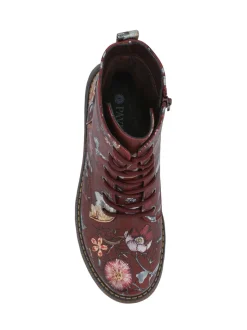 Rood - Pavers Lace Up Floral Boots