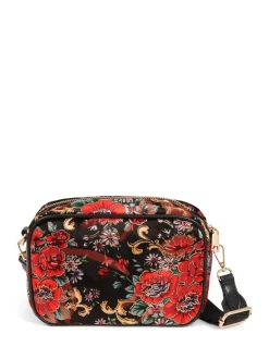 Rood - Pavers schoudertas met bloemenprint