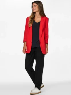 Rood - Pieces blazer met gerimpelde mouwen