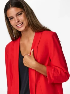 Rood - Pieces blazer met gerimpelde mouwen