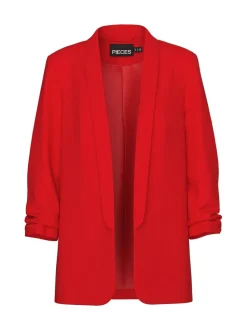 Rood - Pieces blazer met gerimpelde mouwen