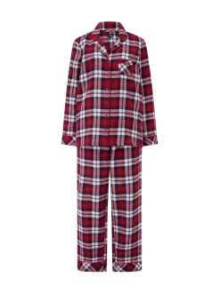 Rood - Pour Moi geschenkset van behaaglijke geborsteld katoenen pyjama met ruit
