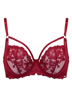 Rood - Pour Moi India Bold Floral Embroidery Non Pad Bra