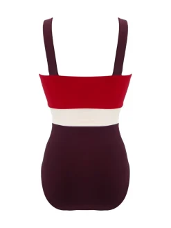Rood - Pour Moi Palm Springs corrigerend badpak met kleurvlakken