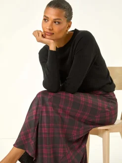 Rood - Roman Panelled Check Midi Skirt