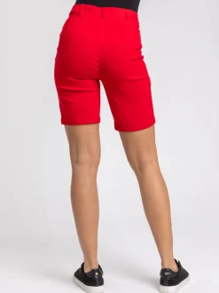 Rood - Roman stretch short met omgeslagen zoom